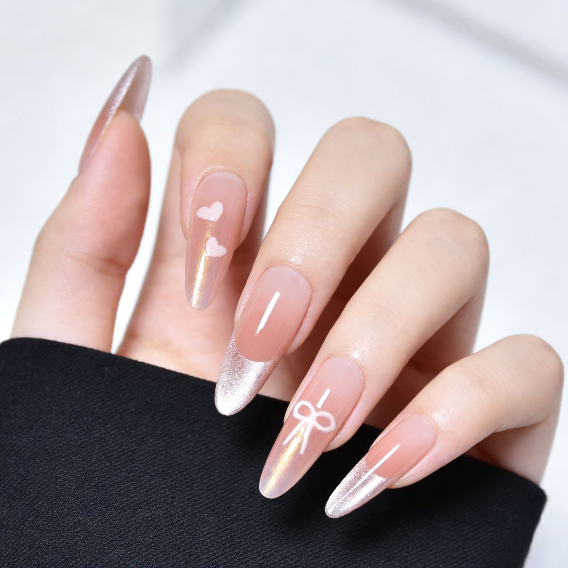 Código de despeje XS manicure parches de uñas de ojo de gato desgaste productos terminados desmontables cortos largos blanqueadores franceses