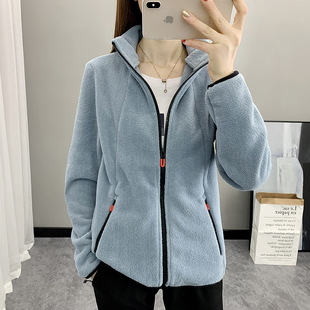 Autumn and Winter Fleece Clothes Women's Outdoor Thickened Cardigan Jacket Women's Polare Fleece Double-Sided Sweater Jacket Inner Liner Warm
