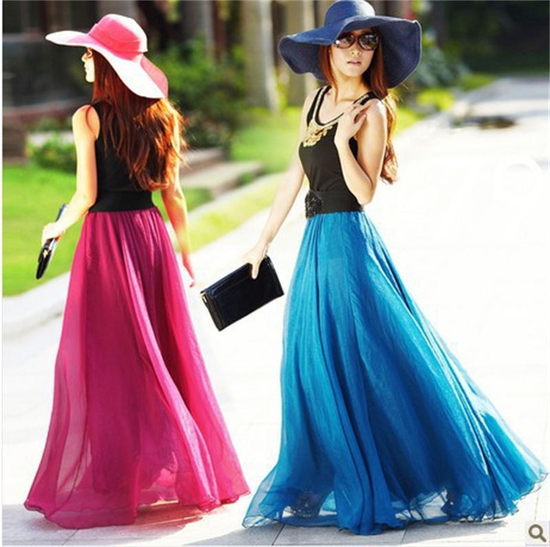 Chiffon Dress Spring and Summer Mesh Skirt Large Size Two-Wear Elegant Large Pleated Long Skirt Square Dance Skirt Skirt
