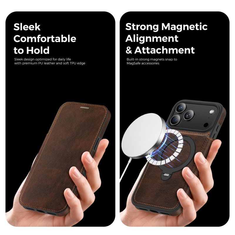 适用iPhone17手机壳翻盖皮套铠盾360磁吸支架苹果16ProMax保护套|undefined