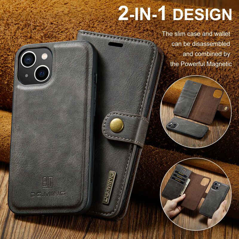 Suitable for IP13 mini strong magnetic split two-in-one protective case iPhone13 two-fold leather wallet leather case