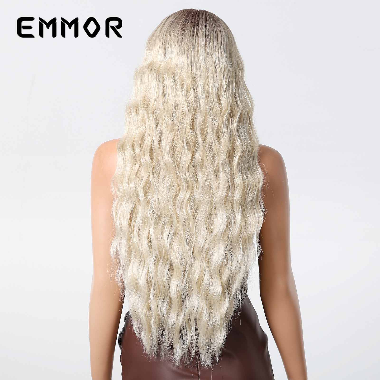 Estilo europeo y americano sin flequillo 13X6 encaje delantero de gran área, oro blanco, cabello largo y rizado, peluca de moda, forma de cabeza completa