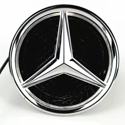 Suitable for Mercedes-Benz modified luminous LED middle net car logo A B C E GLK ML grade solid with light original car logo (Car logo) - w205-rotary-type-applicable-to-various-models-silver-edged-white-light