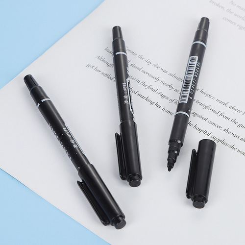 Marker pen, black oil-based logistics warehouse large-head pen, waterproof oil-based pen, small double-headed hook line pen wholesale