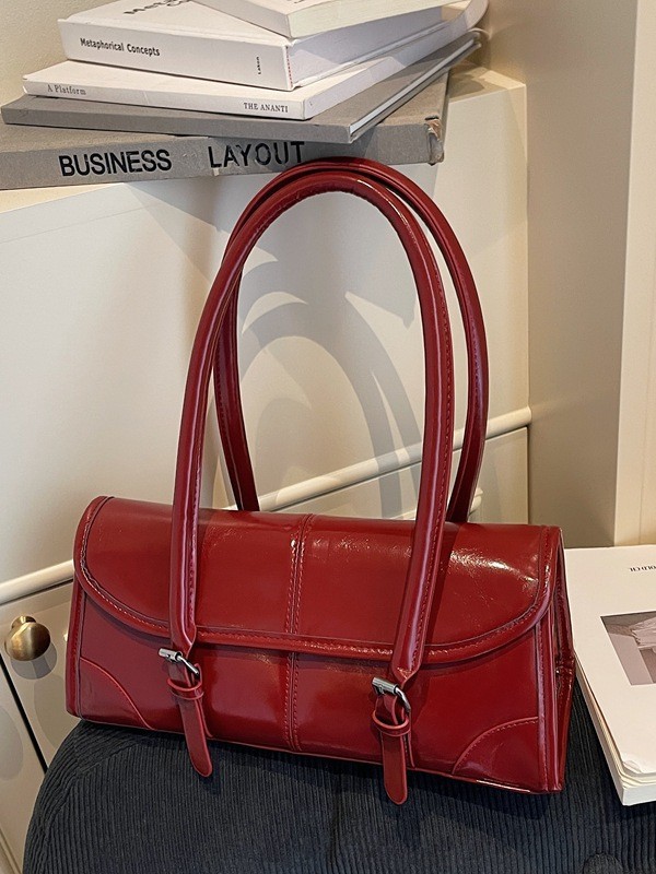 Oil Wax Leather Retro Long Handbag 2025 Autumn and Winter New Style Shoulder Bag Textured Commuter Underarm Bag Cross-Border Women's Bag