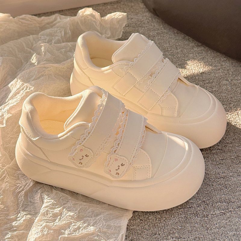 Velcro de fondo grueso zapatos blancos para mujeres 2026 nuevo nicho de primavera estudiantes originales zapatos muffin deportivos casuales