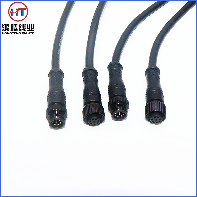 0元供样 M12金属螺帽防水公母插头 LED灯防水连接线 可订货