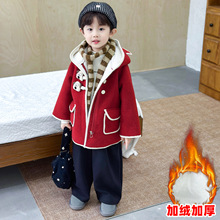 男童外套秋冬加厚呢大衣加绒儿童风衣2025新款宝宝洋气时髦上衣潮