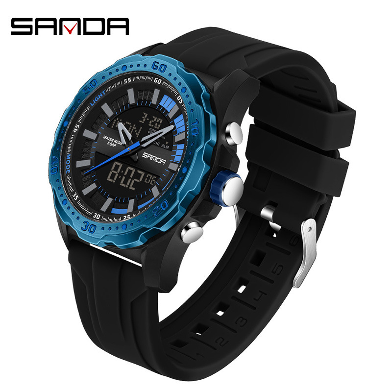 Sanda nuevo reloj de moda europea y americana cool, moda para hombres, adolescentes de secundaria, reloj electrónico deportivo