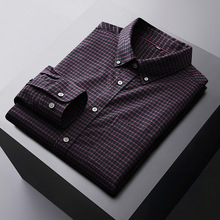 秋季新款加大码加肥男士长袖衬衫肥佬大号宽松商务休闲格子衬衣胖