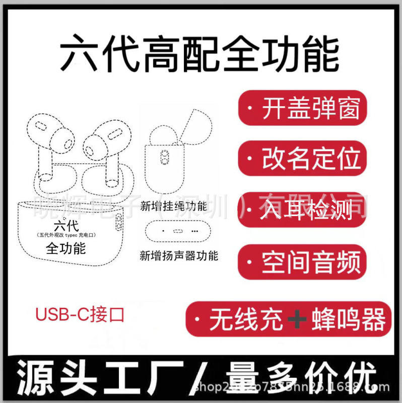 华强北新款二三四代五六代七代适用苹果蓝牙耳机降噪超长续航跨境|undefined