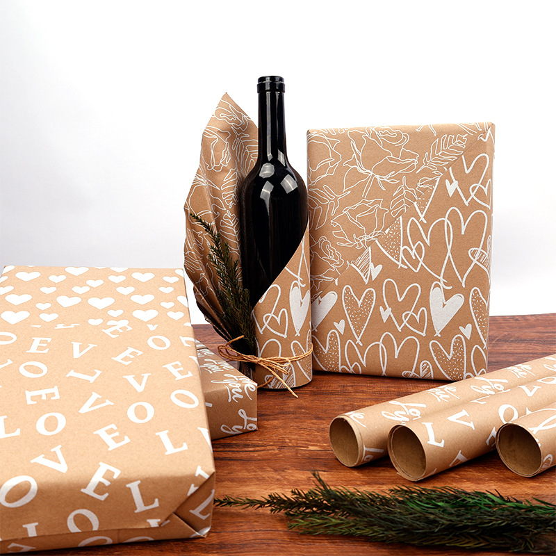 Cross-border exclusive Valentine's Day gift wrapping paper, double-sided UV special white printing, Qixi Festival couple gift wrapping paper roll