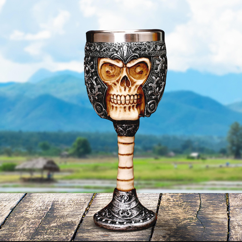 Cráneo de la personalidad antigua Copa de vino Ghost Head copa de whisky de acero inoxidable copa de vino creativo taza de la barra