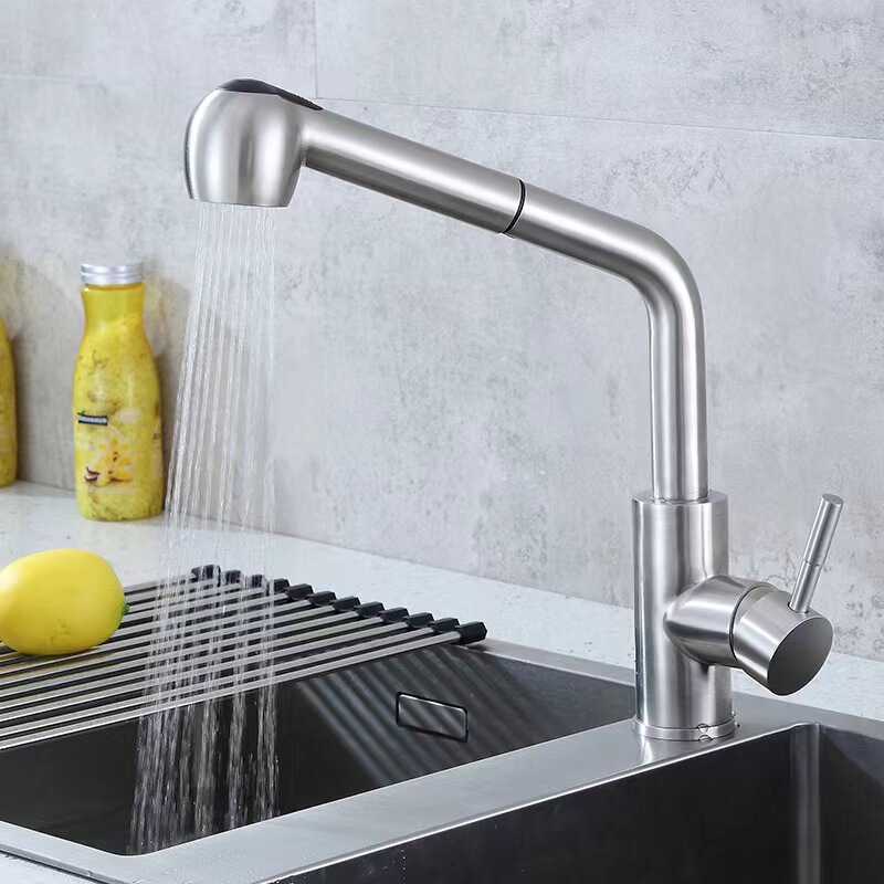 Black Retractable Stainless Steel Sink with Hot and Cold Water Rotating Vegetable Washing Basin Kitchen Pull-Out Faucet Sprayer Showerhead
