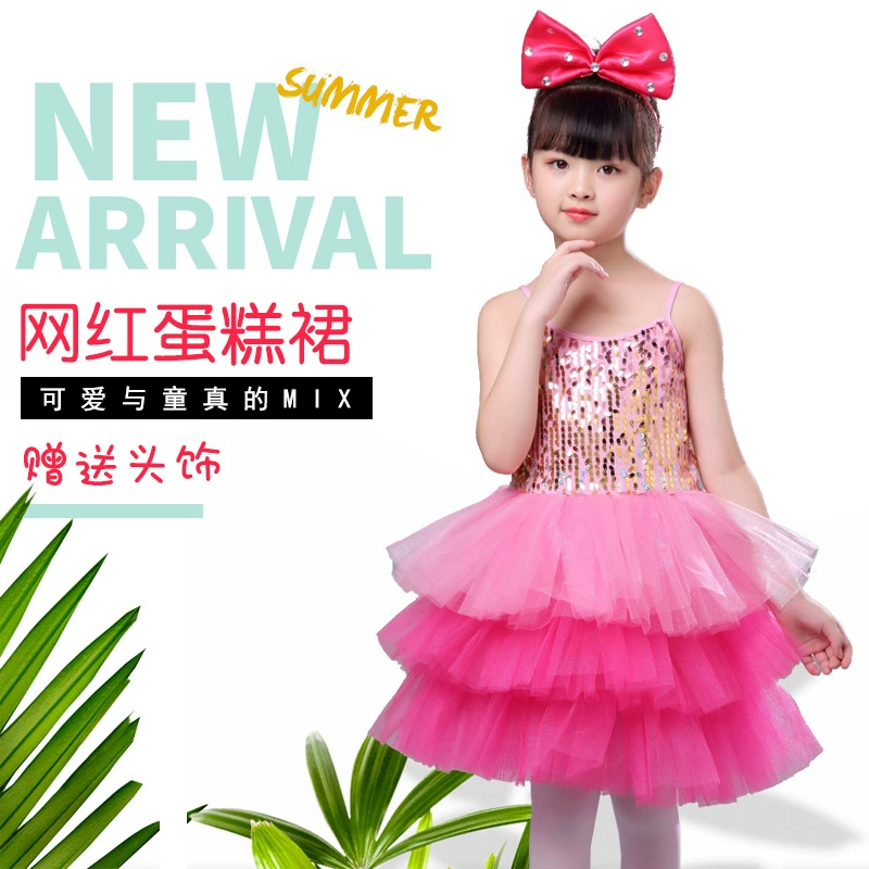 Детское детское платье принцессы Платье с оборками Платье с вуалью и пайетками для девочек Платье для выступлений Платье для детского сада Танцевальное платье Милое лето