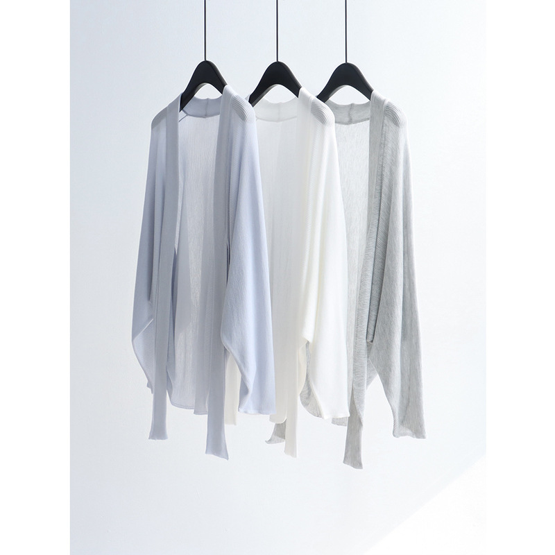 Lazy Batwing Sleeve Tie-Up Knit Cardigan Tencel Cardigan 26 Spring/Summer Thin Sun Protection Shawl Loose Lyocell Outerwear