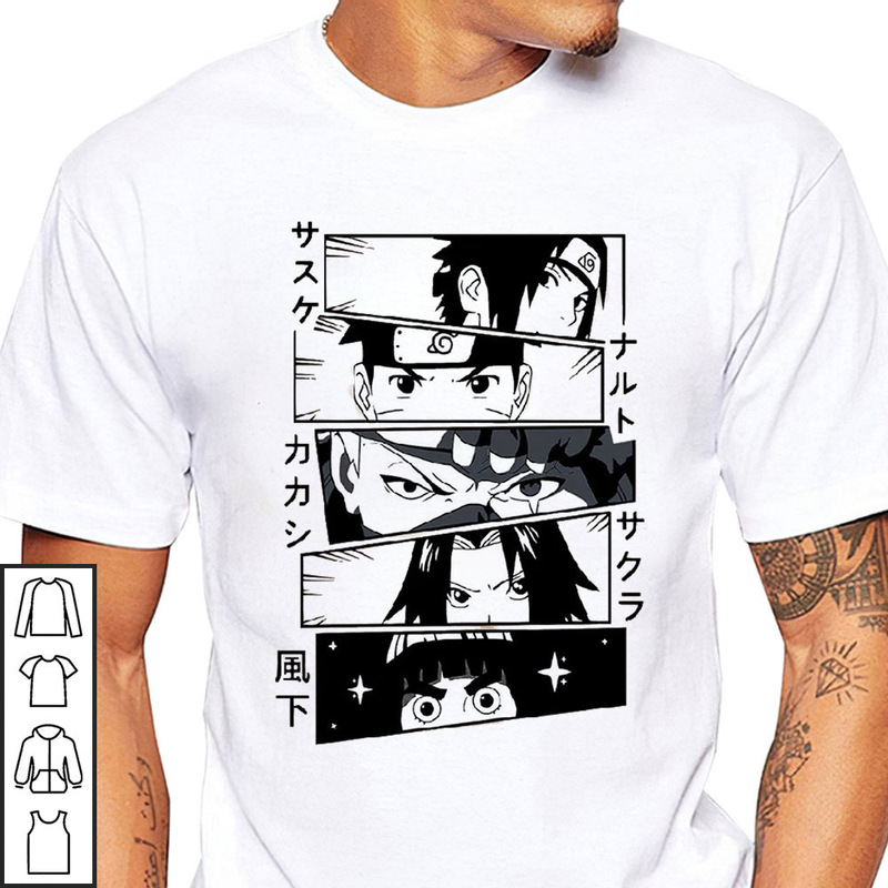 2025 Export New Naruto Series European Size Large Size Cotton Printed Pattern Top Short-Sleeved T-Shirt