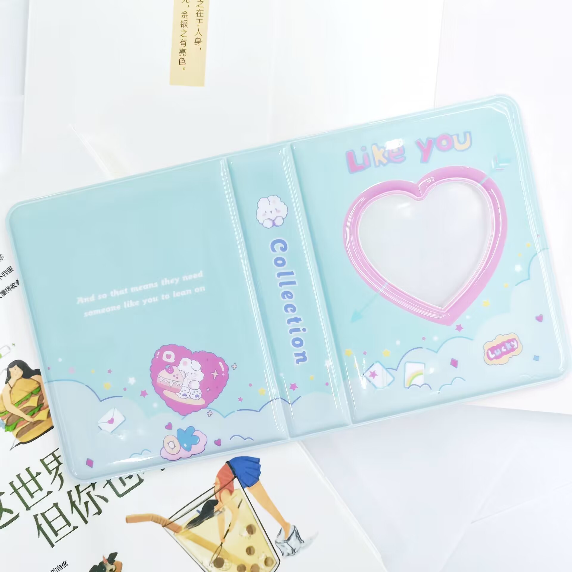 Álbum mini Polaroid de 3 pulgadas estilo Ins con letras y flechas – para coleccionar tarjetas de idols.