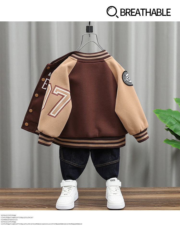 Boys' knitted baseball jacket spring autumn, Korean version, children's handsome and trendy cool top, versatile clothes_voghion.com