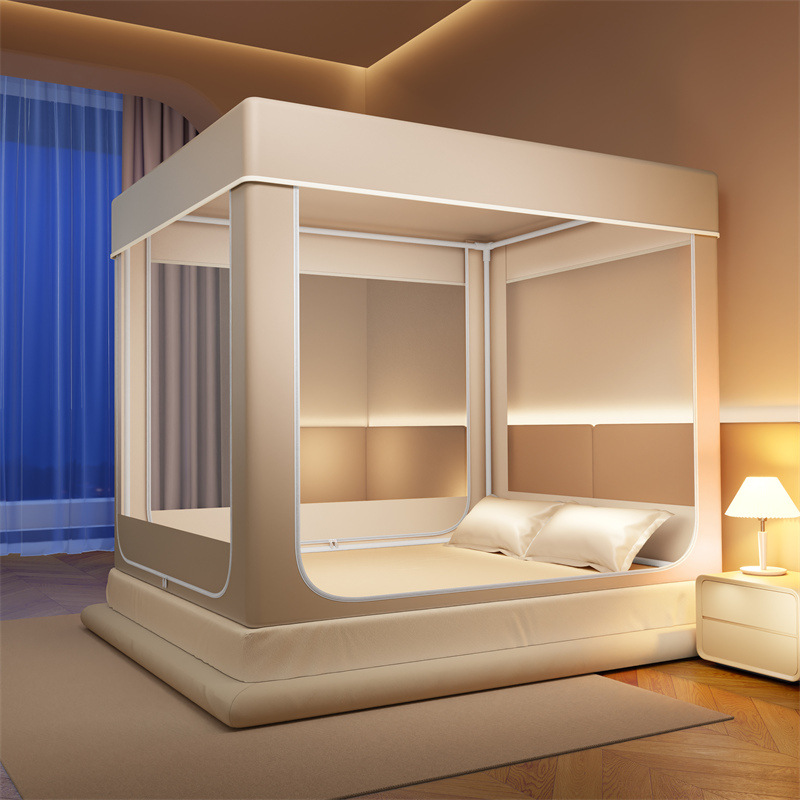 Class A Strong Shading and Dust-proof Top Mosquito Net Baby Anti-fall Integrated Fully Closed Bedroom Square Net with Bracket Bed Mantle