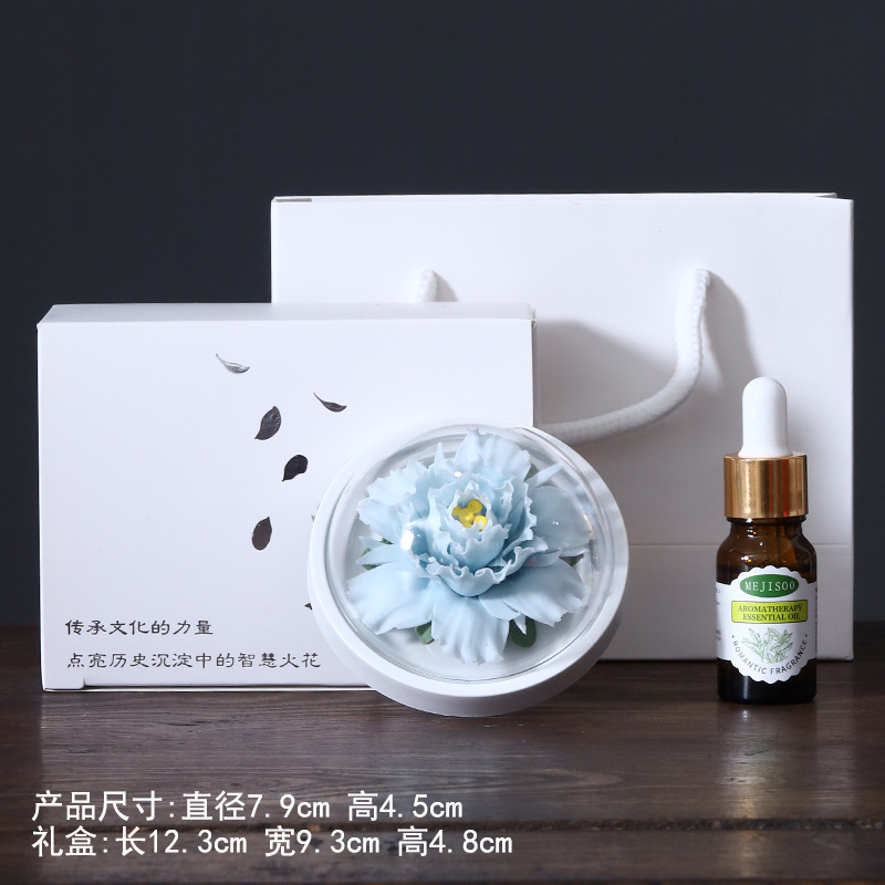 皓塵手作り磁器花香薫拡香器陶磁器手作りつまみ花牡丹花置物高級客先のお土産