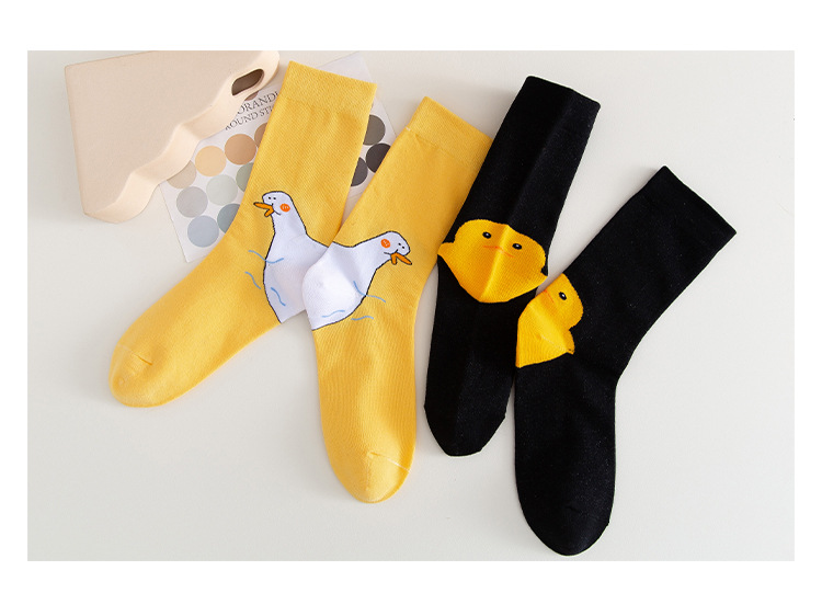 240g Weight Breathable Function Fashion Cute Cartoon Anime Duck Japanese Style Cotton Socks