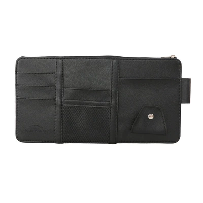 Car Sun Visor Document Organizer, Zippered Canvas Card Holder, Sun Visor Glasses Clip (Car Glasses Clip/Bill Clip) - black-8002-zipper-card-holder