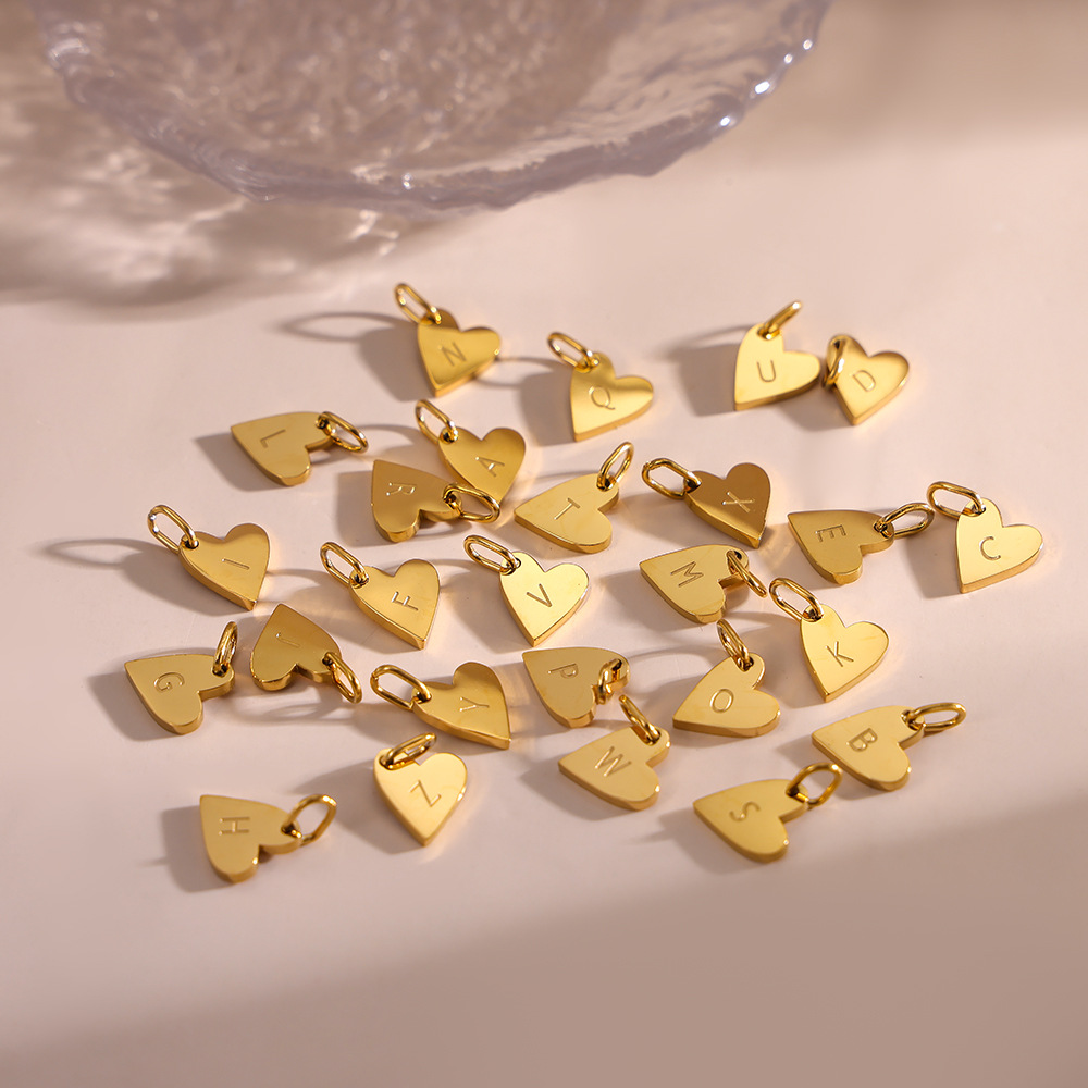 4g Weight Pendant Jewelry Making Type DIY Ornament Accessories Classification 1 Piece, 1 Set Quantity 304 Stainless Steel Material Letter, Heart Shape Pattern All Seasons Season Plating Design Simple Style Style 1 Piece 1 Set 304 Stainless Steel Letter Heart Shape Pendant 2