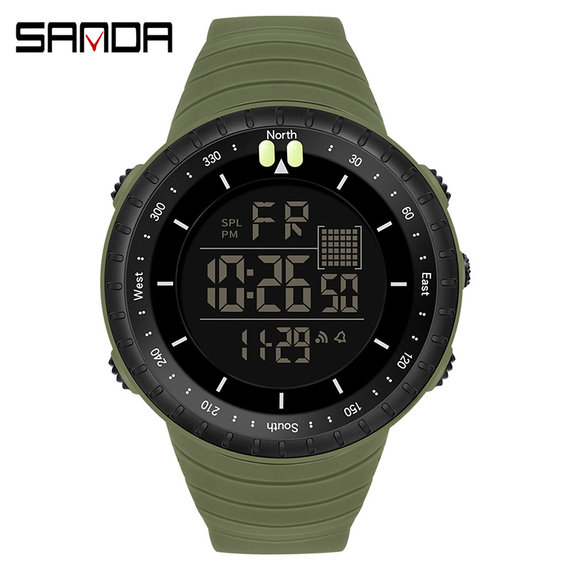 Sanda New Fashion Cold Light Digital Watch Simple Multifunctional Waterproof Electronic Watch Outdoor Sports Men's Wristwatch