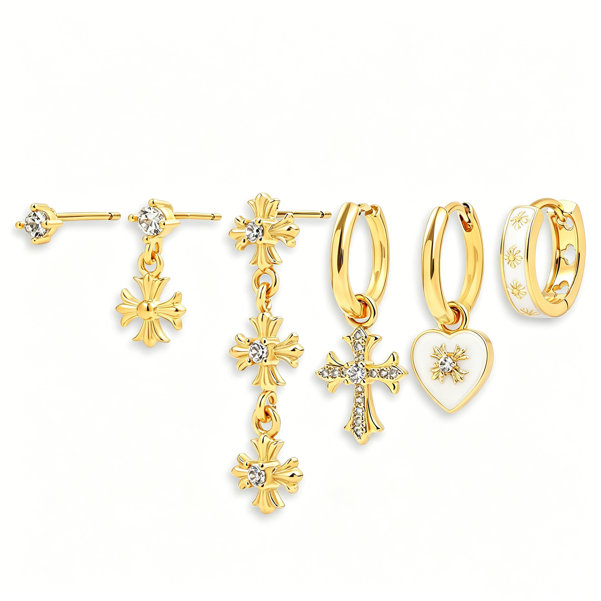 Pendientes de borla con cadena de estrellas y lunas de estilo europeo y americano, juego de pendientes de circonita con estrella de seis puntas para mujer, joyería de oro real de 18k.
