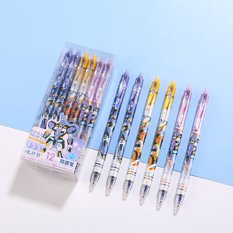 Haoli empuje de recarga borrable 0,5 M cristal azul Mo fácil de limpiar caliente borrable estudiante Mo le pluma de gel pluma a base de agua