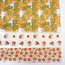 卡通兔子组合 斜纹纯棉卡通布料 全棉床品面料 服装布料 宝宝印花