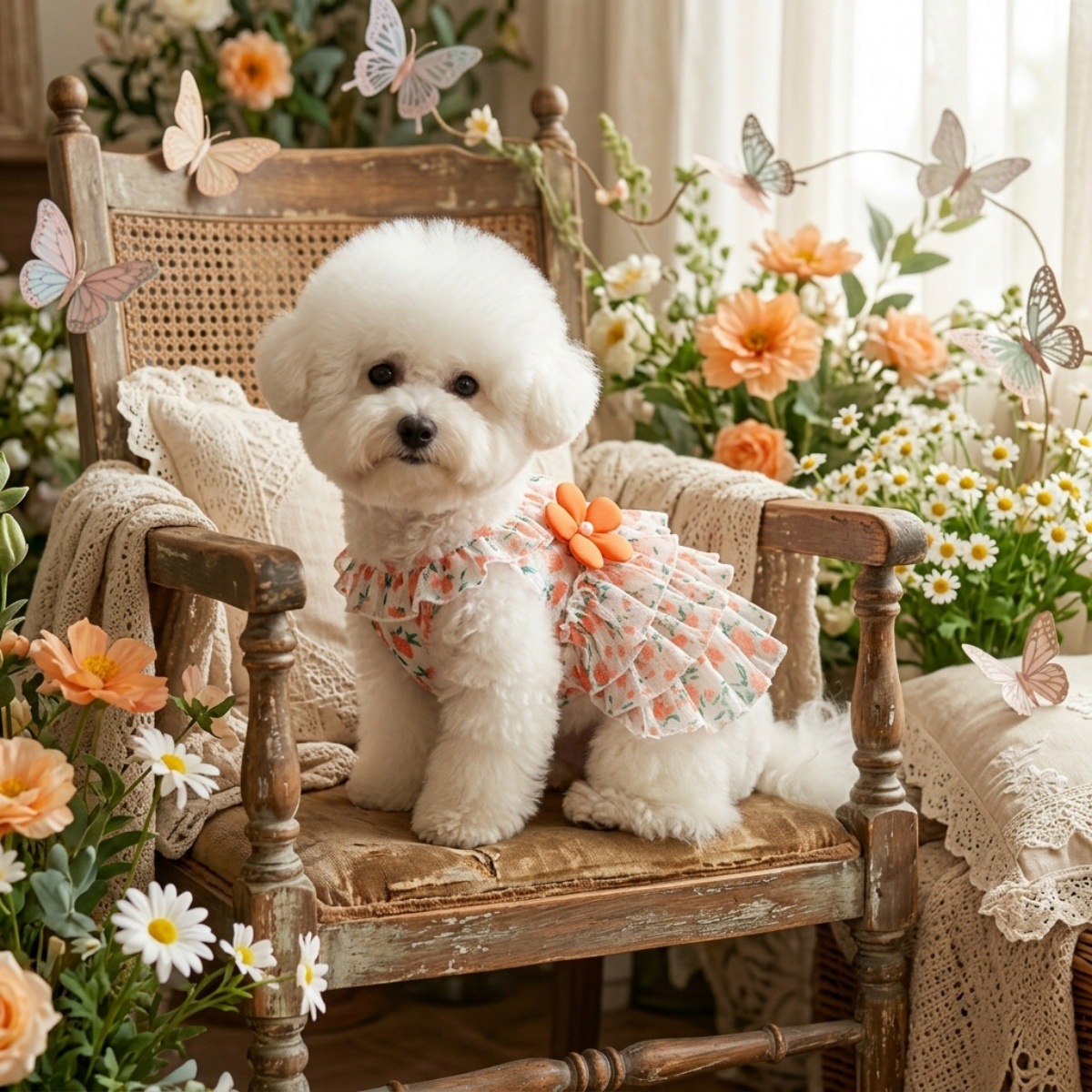 Vêtements légers printemps-été, vêtements pour chiens et chats, robe pour animaux de compagnie avec jupe plissée florale de princesse anti-mue_voghion.com