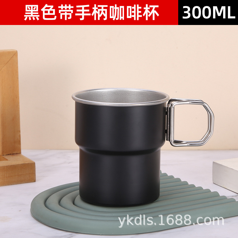 Taza de escalón de una sola capa para exteriores Taza de café de acero inoxidable 304 ins Vaso de cerveza de camping de borde rizado conveniente de alto valor