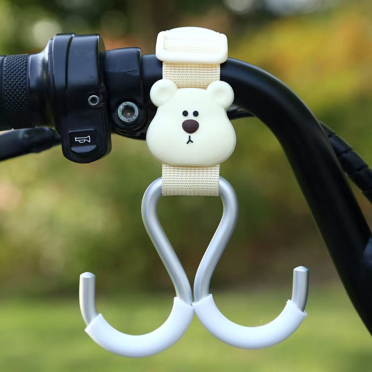 Beige--short style with webbing aluminum double hook [Bread Bear]