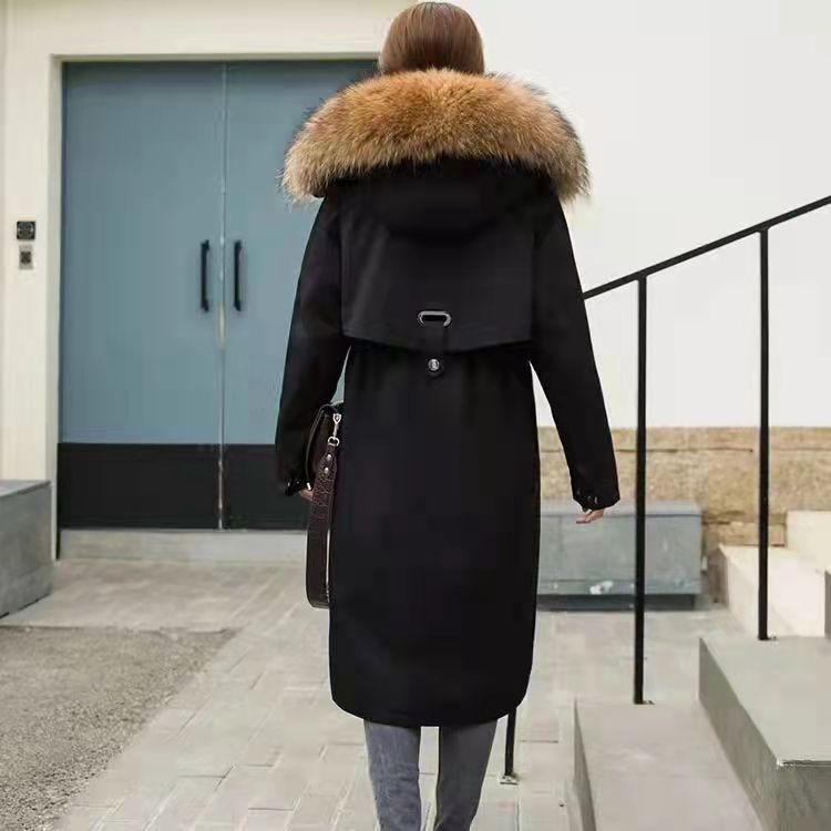 Damkläder, ny höst och vinter, avtagbar parkas, ny bomullskappa, mellanlång päls, dam vindjacka_voghion.com
