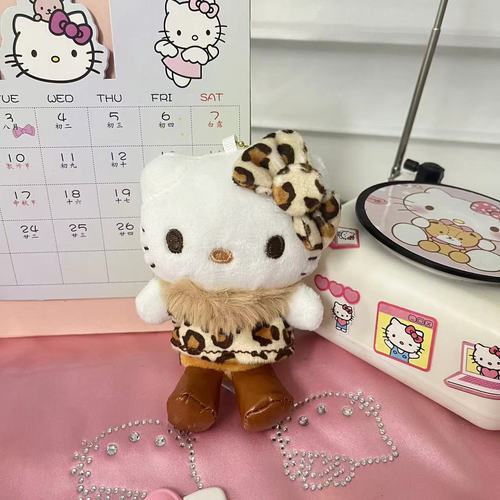 Cartoon hot sale new style leopard print KT pendant cute plush doll bag pendant hanging decoration backpack pendant wholesale