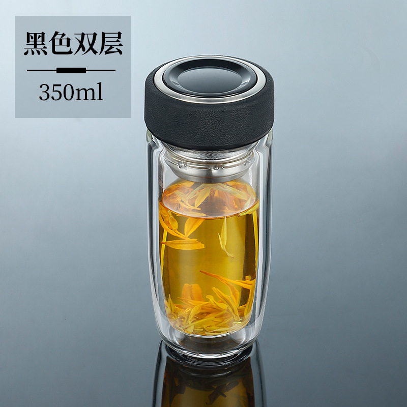 耐高温鹅蛋杯茶水分离杯商务茶杯大容量双层玻璃杯车载泡茶杯|undefined