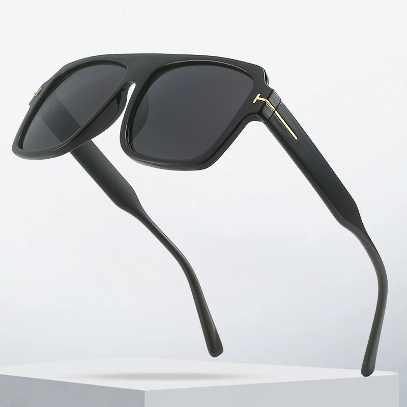 Pilot Sunglasses Men, Large Square Frame, T-shaped Temple, UV Protection