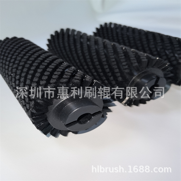 工业清洗刷优质尼龙丝毛刷辊直销带轴弹簧除尘刷滚筒毛刷轮圆型刷