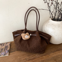 2025秋冬新款毛绒托特包女可爱淑女气质毛毛女包高颜值大容量包包
