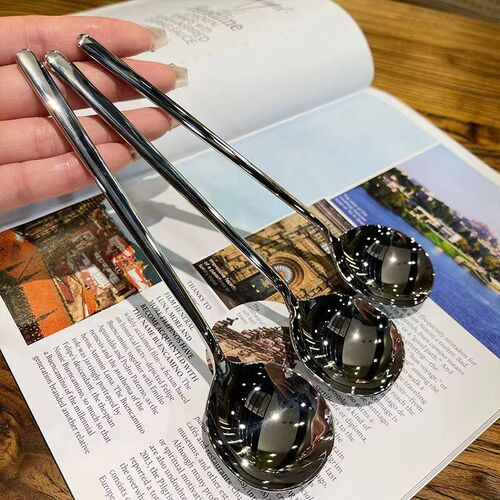 304 stainless steel Korean round spoon long handle Korean spoon jingle spoon home restaurant rice spoon watermelon spoon spoon