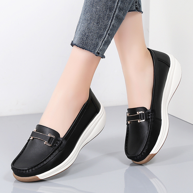 Autumn Thick-soled Large-size Mom Shoes, Cross-border Wedge Casual Women's Shoes With Metal Buckle, Platform Non-slip_vogvips.com