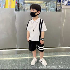 男童夏季套装2023新款儿童短袖两件套男孩子洋气上衣POLO衫两件套