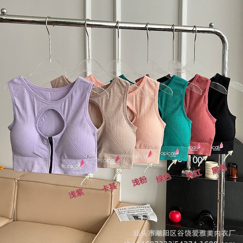 New Ladies Seamless Yoga Clothes Running Zipper Sports Bra Top Beauty Back Wrap Chest Vest Factory Outlet New Ladies Seamless Yoga Clothes Running Zipper Sports Bra Top Beauty Back Wrap Chest Vest Factory Outlet