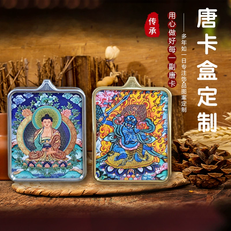 Тибетский тангка-кулон: прошлое и настоящее существования Заки Рама, восемь стражающих богов, тангка на холсте высокого разрешения, тангка-кулон