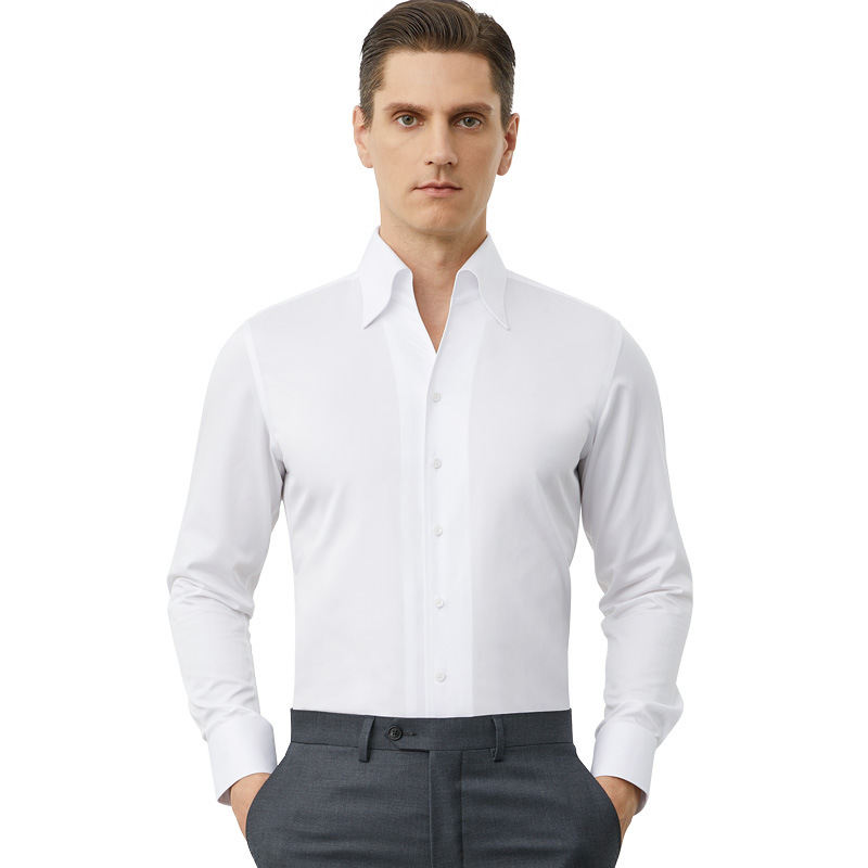 Men's Clothing Ready Made Non Iron Men's Long Sleeved Shirt Autumn New Fashion Business Men's Wear One Piece Collar Shirt Spot_voghion.com