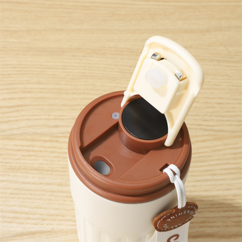新しいスマート温度表示コーヒーカップ 316 ステンレス鋼魔法瓶カップ屋外ポータブルロープカップシンプルなビジネスカップ|undefined