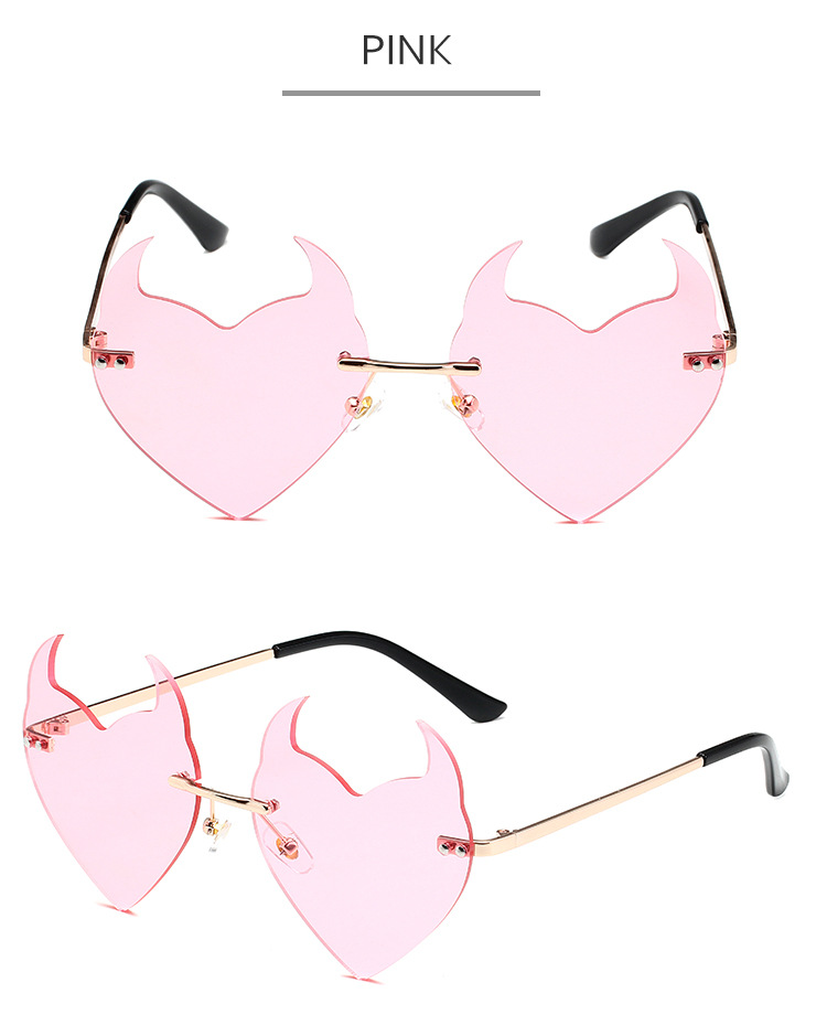 Men's Sunglasses Little Devil Frameless Sunglasses Funny Catwalk Style Unisex Cartoon Cute Metal Glasses_voghion.com