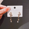 Earrings, advanced fashionable zirconium, light luxury style, high-quality style, wholesale